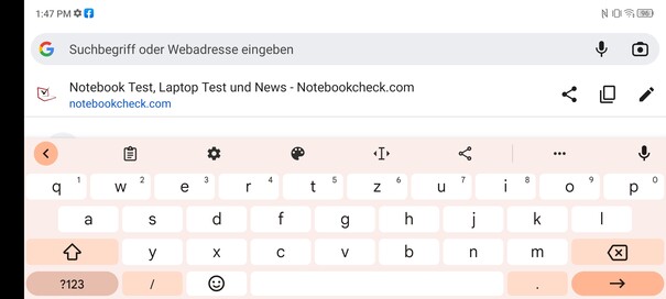 Teclado em modo paisagem
