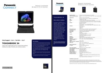 Especificações do Panasonic Toughbook FZ-34