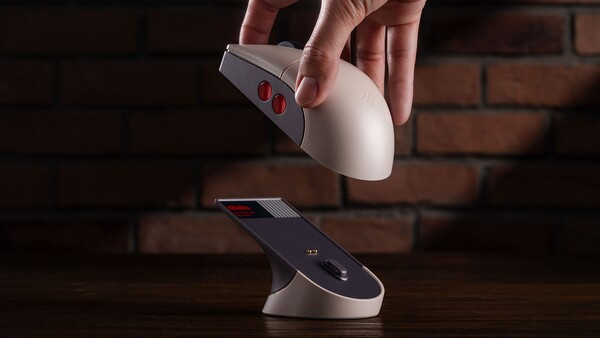 O mouse 8BitDo Retro R8 - N Edition tem um design inspirado no NES. (Fonte da imagem: 8BitDo)