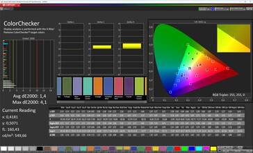 Tela externa: cores (modo de cor: normal, temperatura de cor: padrão, espaço de cor alvo: sRGB)