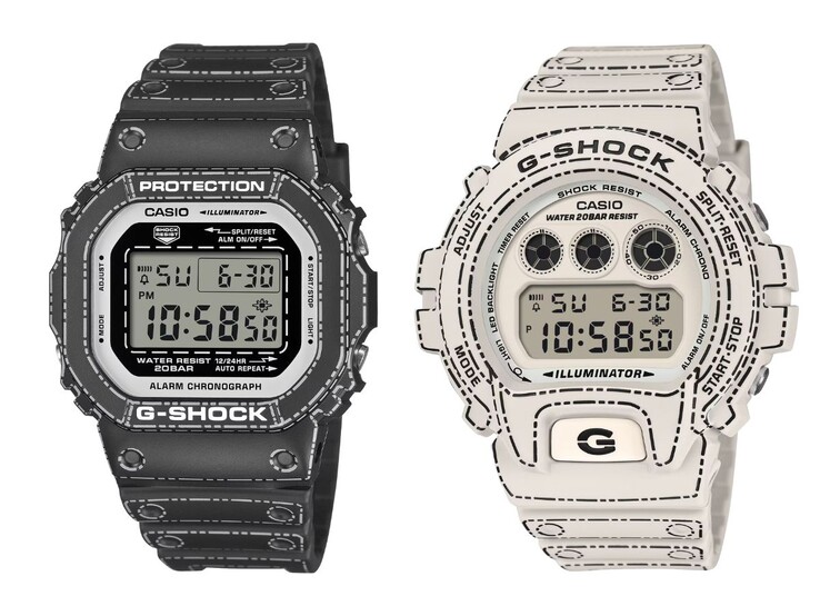 Os relógios Casio G-Shock DW-5600RGM-1 (esquerda) e DW-6900RGM-5 (direita). (Fonte da imagem: Casio)