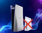Console PS6 exibido com unidade de disco óptico