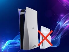 Console PS6 exibido com unidade de disco óptico