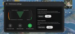 Modo de jogo e configurações de desempenho
