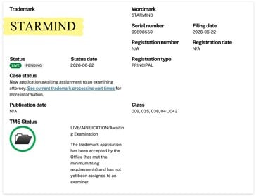 Marca registrada da constelação de satélites de IA “Starmind” da SpaceX