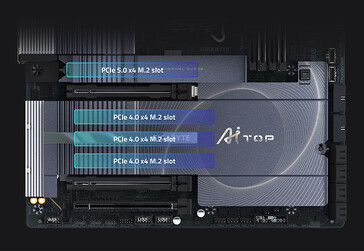 O PC para jogos RTX 5090 pode acomodar vários SSDs (Fonte da imagem: Gigabyte)