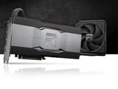 Até 2435 MHz de relógios de núcleo e 18 Gbps de memória GDDR6 com menor temperatura e ruído via resfriamento líquido. (Fonte de imagem: AMD)