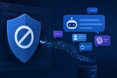 Ilustração de um bloqueador de anúncios que grava secretamente mensagens de chat de IA