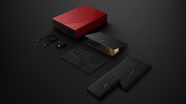 O Huawei MateBook Fold vem com uma série de acessórios, incluindo um teclado. (Fonte da imagem: Huawei)