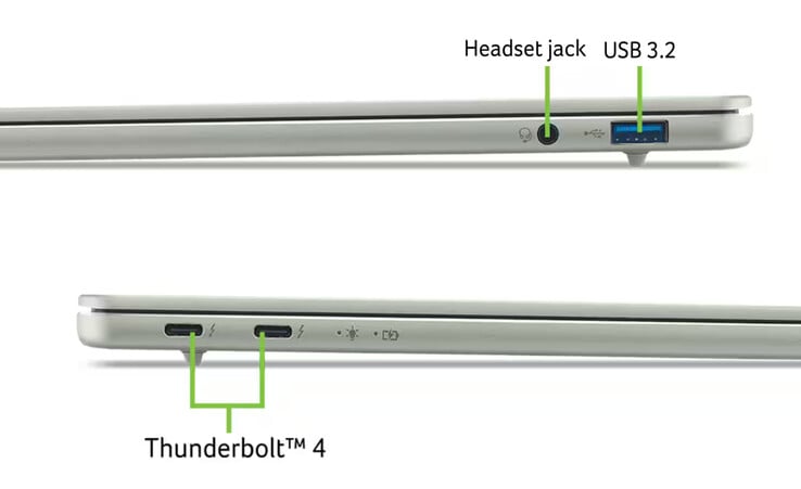 O Acer Swift Air 14 possui um número mínimo de portas, considerando seu formato de 14 polegadas.