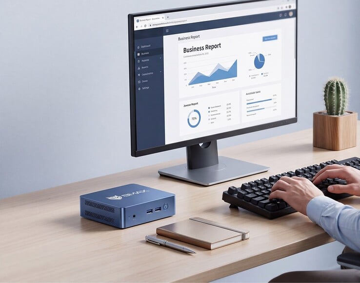 O Bmax B3 Turbo Mini PC possui um modesto processador Intel de quatro núcleos e um gabinete compacto.