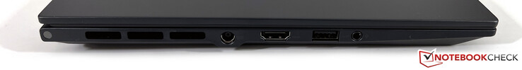 Esquerda: Fonte de alimentação, HDMI 2.1, USB-A 3.2 Gen.2 (10 Gbps), áudio de 3,5 mm