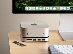 O dock para Mac Mini da Satechi suporta SSDs M.2 de todos os tipos, e não apenas o M.2 2280 mostrado aqui. (Fonte da imagem: Satechi)