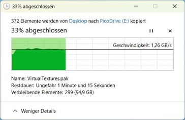 Início da cópia até aprox. 40 s: 1.3 GB/s