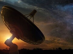 Imagem ilustrativa mostrando um telescópio apontado para o céu noturno. (Fonte da imagem: Shutterstock / paulista)