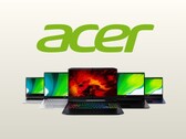 Logotipo da Acer com uma linha de laptops. 