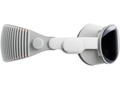 Uma imagem promocional do headset de realidade mista Vision Pro da Apple com o dispositivo exibido em um fundo branco. (Fonte da imagem: Apple)