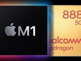 O Apple M1 SoC no novo iPad Pro vai ser um desafio difícil para um tablet rival Snapdragon 888. (Fonte da imagem: Apple/Qualcomm - editado)
