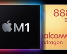 O Apple M1 SoC no novo iPad Pro vai ser um desafio difícil para um tablet rival Snapdragon 888. (Fonte da imagem: Apple/Qualcomm - editado)