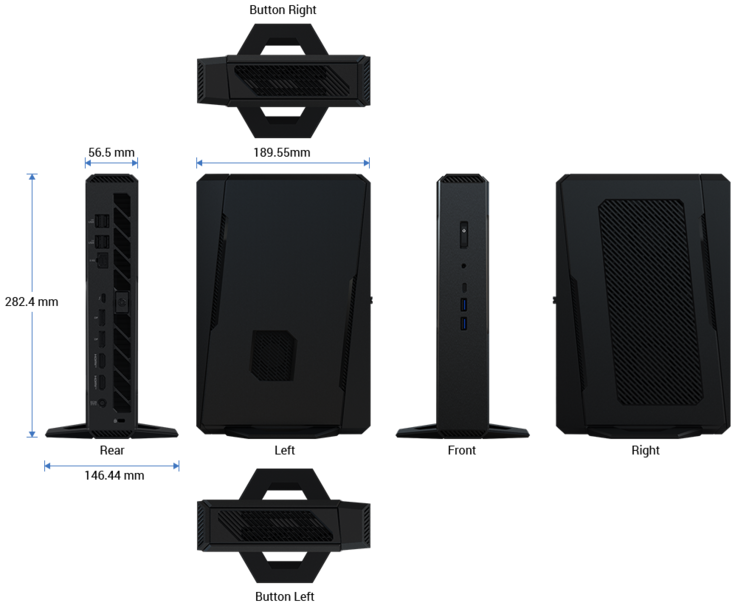 Dimensões do Asus NUC 15 Performance (fonte da imagem: Asus)