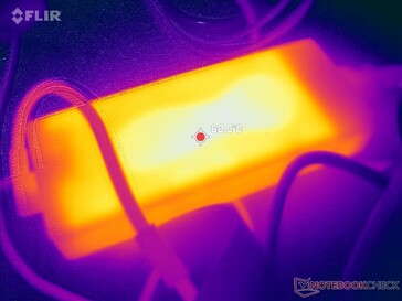 O adaptador CA pode atingir mais de 63 °C ao operar cargas exigentes