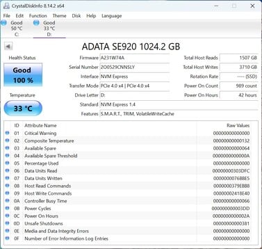 O ADATA SE920 funciona com PCIe 4.0 x4