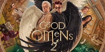 Aziraphale e Crowley caminham lado a lado, não como anjo e demônio, mas como duas almas antigas navegando tranquilamente em um mundo que não abre mais espaço para histórias como a deles.
