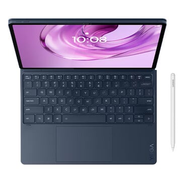 Lenovo Yoga Tab Plus Gen 2 com seu teclado e caneta para maior produtividade