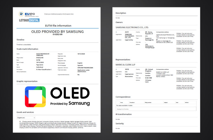 A nova aplicação de marca registrada da Samsung. (Fonte: EUIPO via LetsGoDigital)