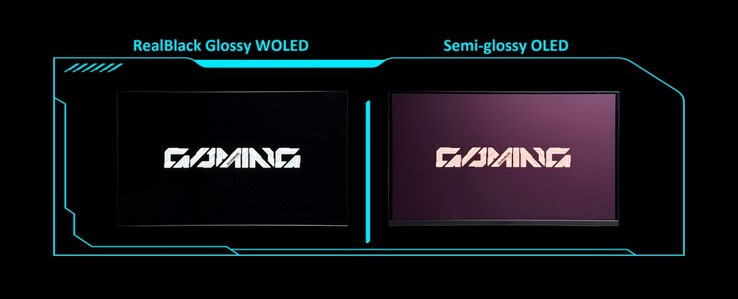 O revestimento de tela RealBlack Glossy garante pretos mais profundos do que os OLEDs foscos. (Fonte da imagem: Gigabyte)