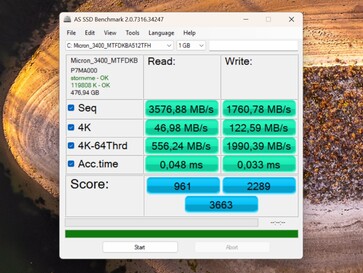 Desempenho após a atualização do driver com meu SSD principal de 512 GB.