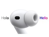 Representação artística do AirPods Pro 3 traduzindo espanhol para inglês. (Fonte da imagem: Apple)