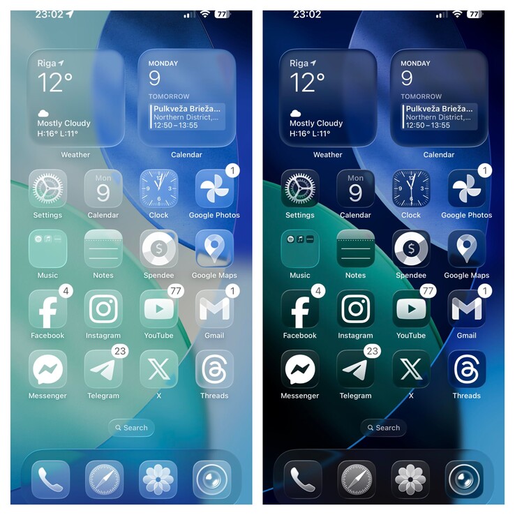 modo Claro Claro vs Claro Escuro do iOS 26. (Fonte da imagem: Ben Geskin no X)