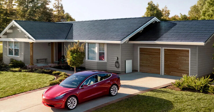 Exemplo de um telhado solar realizado pela Tesla (Imagem: Tesla)