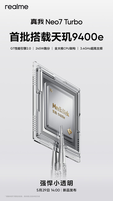 ...e o chipset. (Fonte: Realme via Weibo)