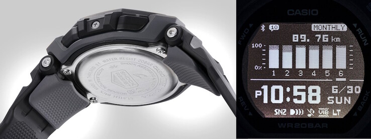 O GBD-300 usa uma pulseira texturizada que evita a aderência devido ao suor e garante um ajuste seguro para facilitar a visualização da tela LCD MIP, que pode ser iluminada automaticamente à noite com um giro do pulso. (Fonte: Casio)