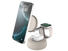 O novo dock 3 em 1 Belkin Qi2 25W deve carregar o iPhone 16 de 0 a 50% em 25 minutos usando o iOS 26 ou mais recente. (Fonte da imagem: Belkin)