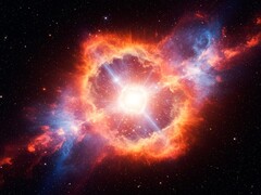 Ilustração de um artista mostrando uma supernova e sua onda de choque. (Fonte da imagem: CharlVera - Pixabay)