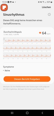 Medição da pressão arterial e trabalho de ECG através de um terceiro aplicativo, chamado Samsung Health Monitor