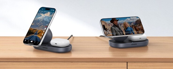 Carregador magnético sem fio Ugreen 15W 2 em 1. (Fonte da imagem: Ugreen)