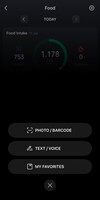 Uma captura de tela da nova opção My Favourites (Meus Favoritos) na ferramenta Food Log do Zepp App. (Fonte da imagem: Zepp App)