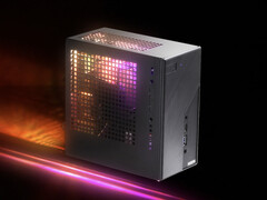 O DeskMini X600 utiliza uma placa-mãe B860 e pode ser equipado com uma faixa de luz RGB interna, mostrada aqui. (Fonte da imagem: ASRock)