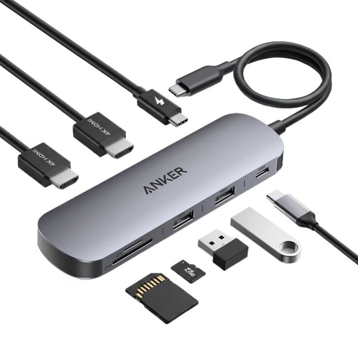 Hub USB-C Anker Nano (8 em 1, tela dupla)