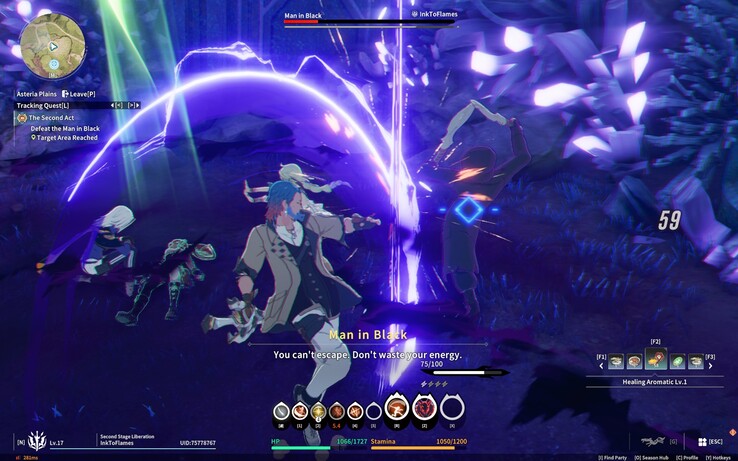 Diferentemente da maioria dos MMORPGs que dependem de rotações de habilidades e malabarismos com cooldowns, o Star Resonance traz um combate que prioriza a ação. (Fonte da imagem: Darryl Linington - Notebookcheck)