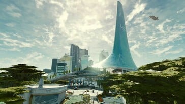 A cidade de New Atlantis no jogo é a maior que a Bethesda já construiu (Fonte da imagem: Bethesda)