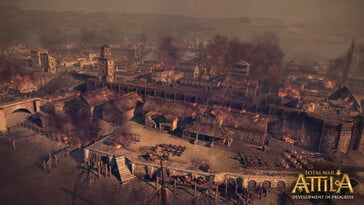 Uma imagem que mostra uma cidade em Total War: Attila.