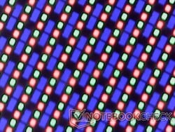 Matriz de subpixels OLED. A granulação é difícil de ser mostrada na câmera
