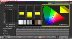 CalMAN ColorChecker (perfil: P3, espaço de cor alvo: P3)