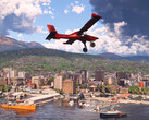 Hobart, Tasmânia, Austrália, como visto na última atualização do Microsoft Flight Simulator 2024.