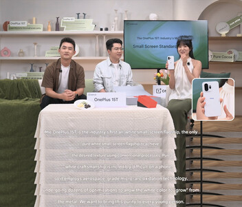 Uma captura de tela da sessão de revelação ao vivo do OnePlus 15T (tradução automática)